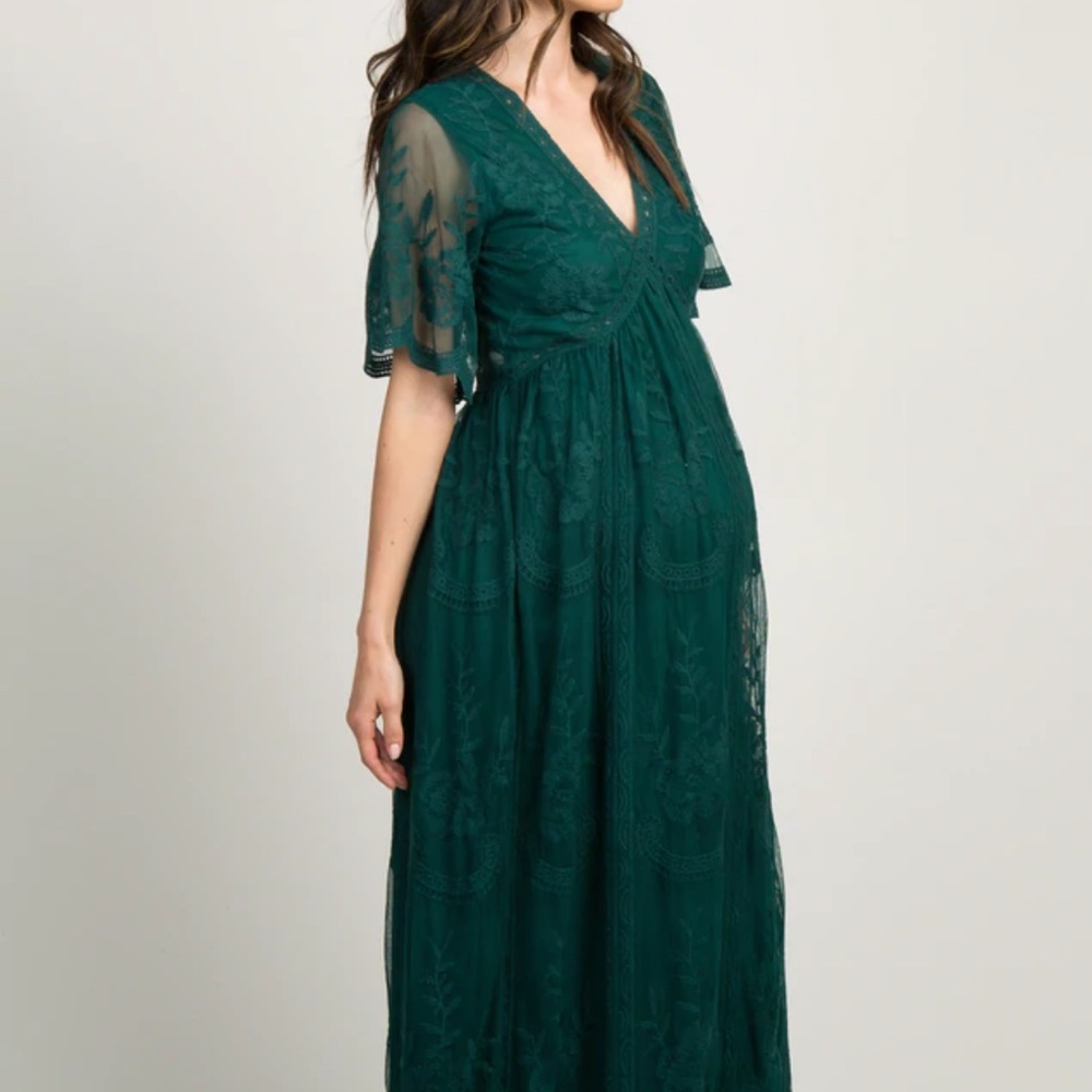 NWT Pink Blush Maternity Lace Maxi Dress | Size L